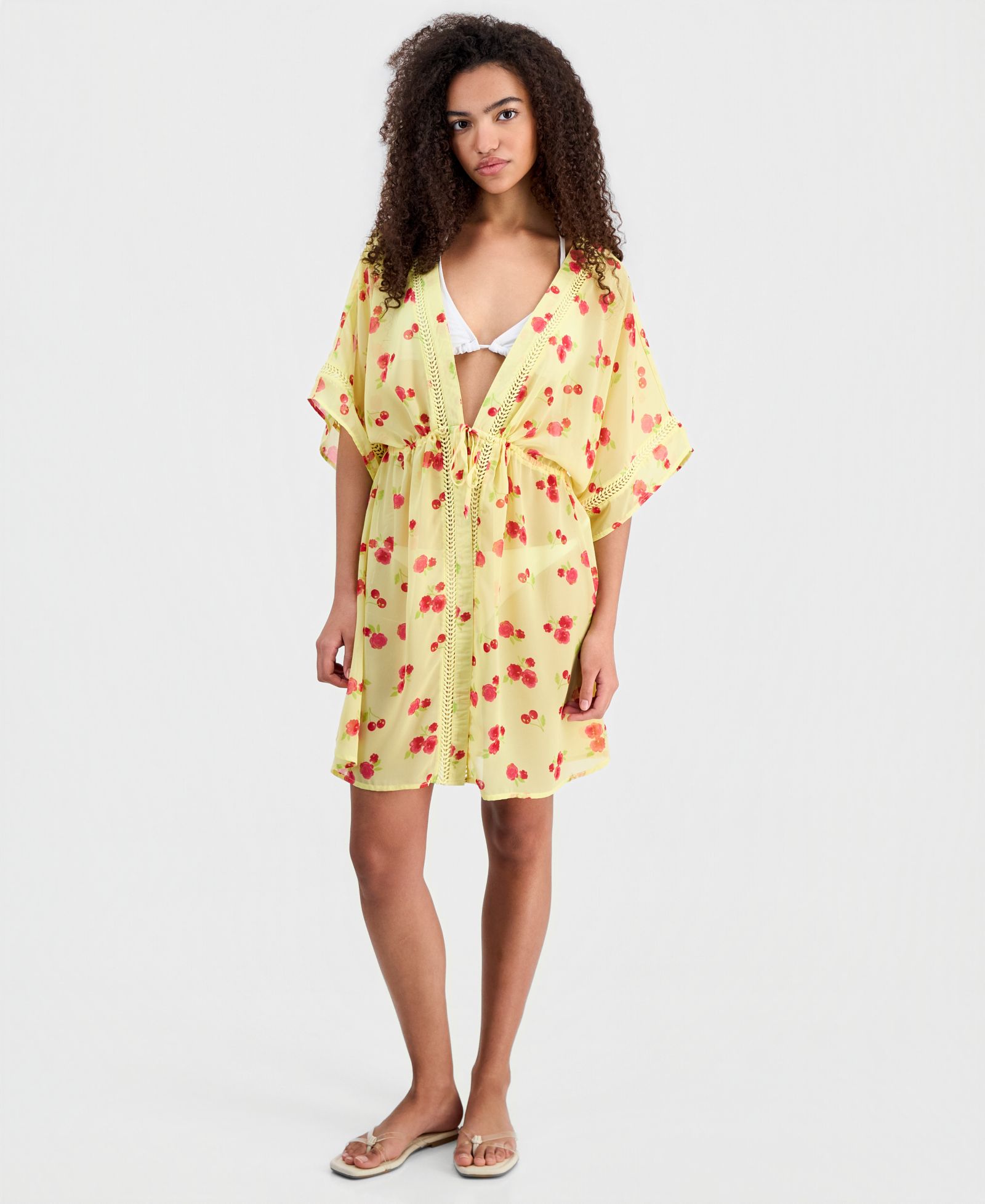 Женское кимоно Miken Printed V-Neck Swim Cover-Up Kimono