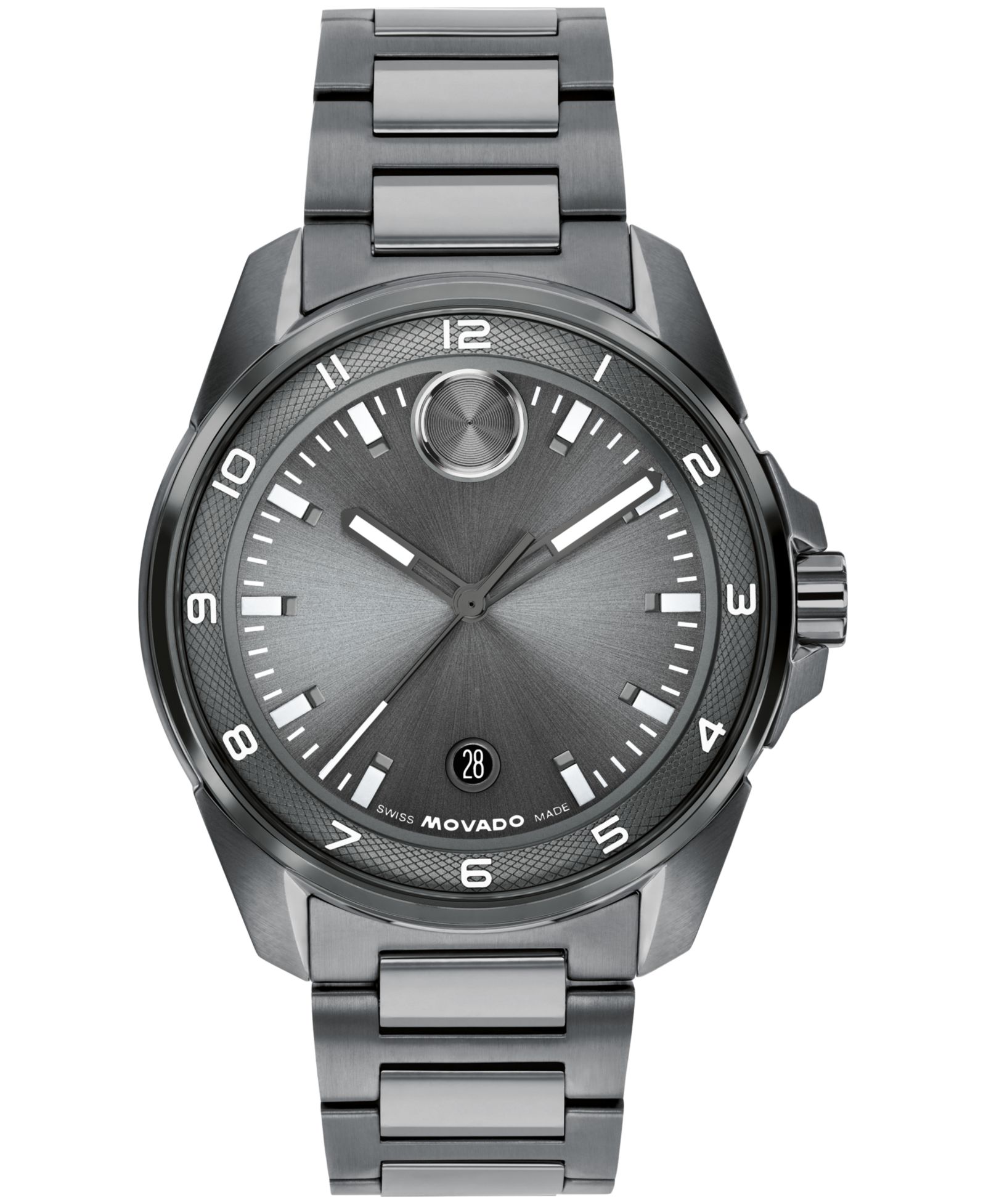 Мужские часы Movado Bold Verso S Swiss Quartz Ionic Plated Grey Steel, 42mm