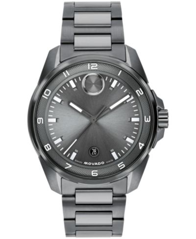 Movado Men's Bold Verso S Swiss Quartz Ionic Plated Grey Steel Watch, 42mm