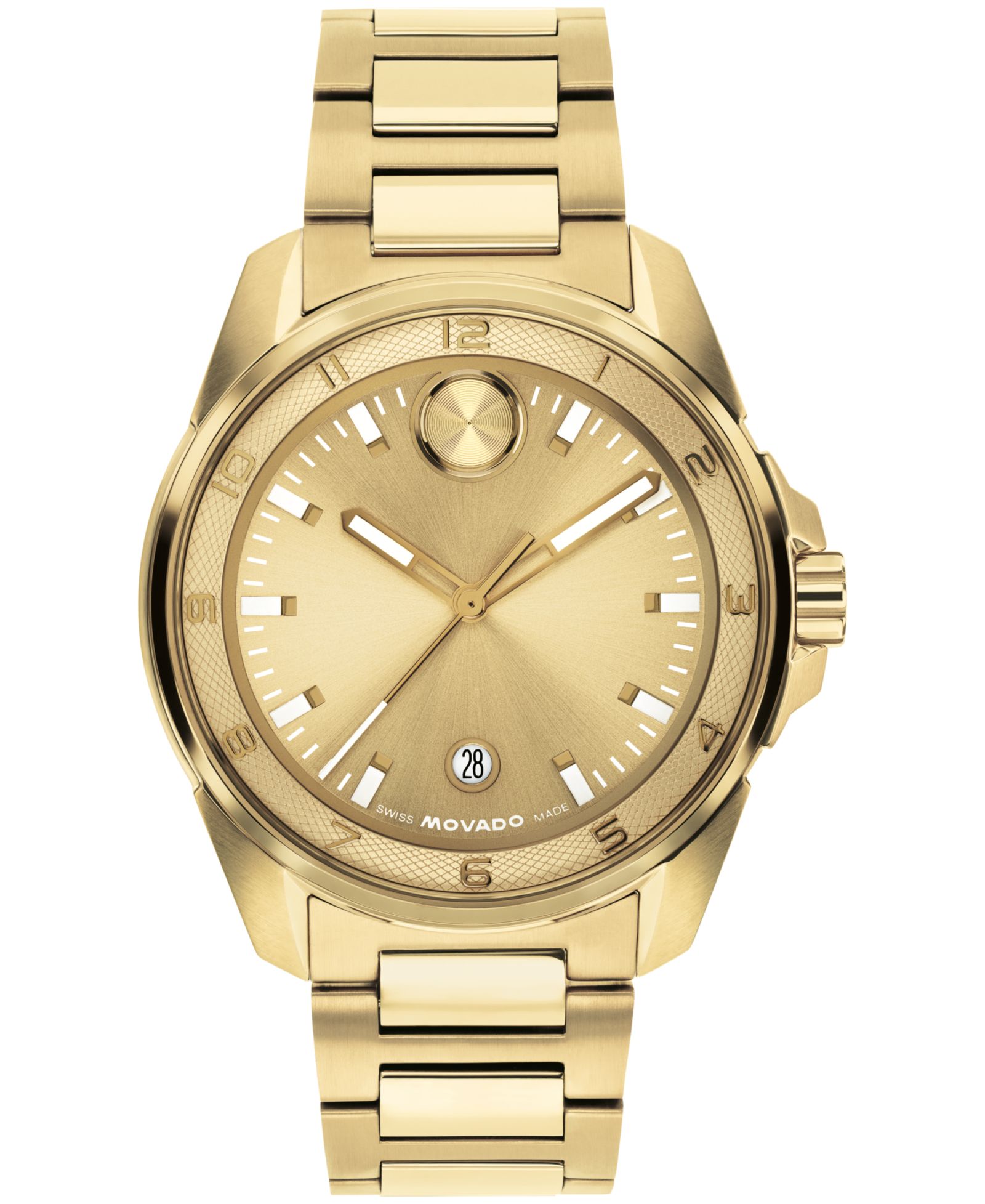 Movado Men's Bold Verso S Swiss Quartz Ionic Plated Light Yellow Gold Steel Watch, 42mm