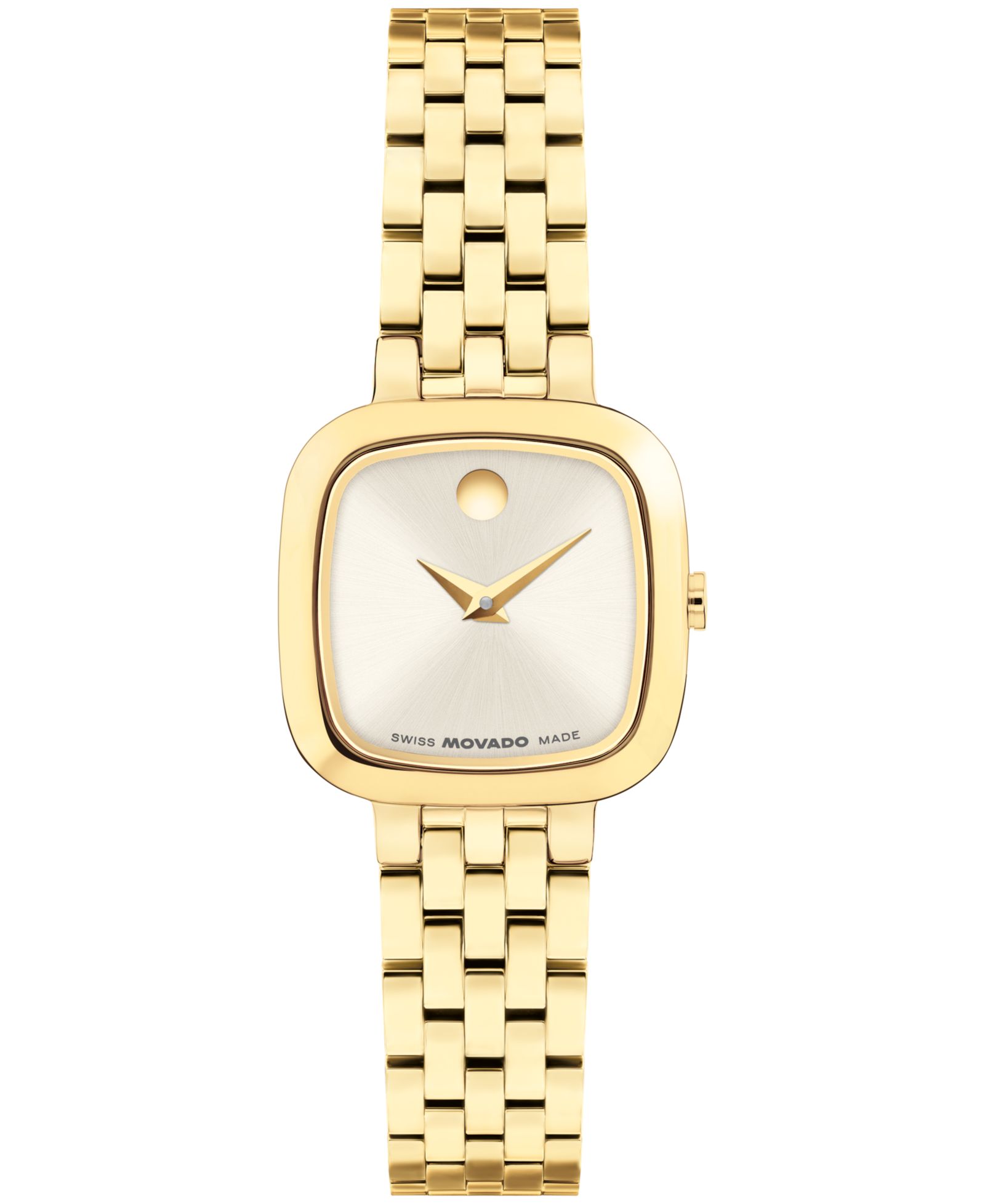 Movado Women's Museum Classic Cushion Swiss Quartz Light Yellow PVD Steel Watch, 22mm
