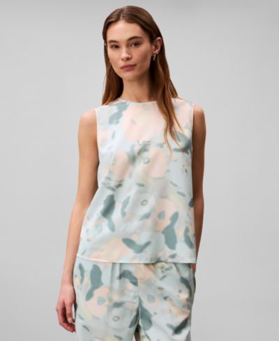 Calvin Klein Women's Printed Sleeveless Crewneck Top