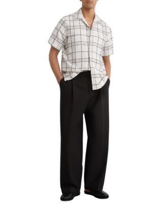 REISS Мужская рубашка с кубинским воротником Moran Check