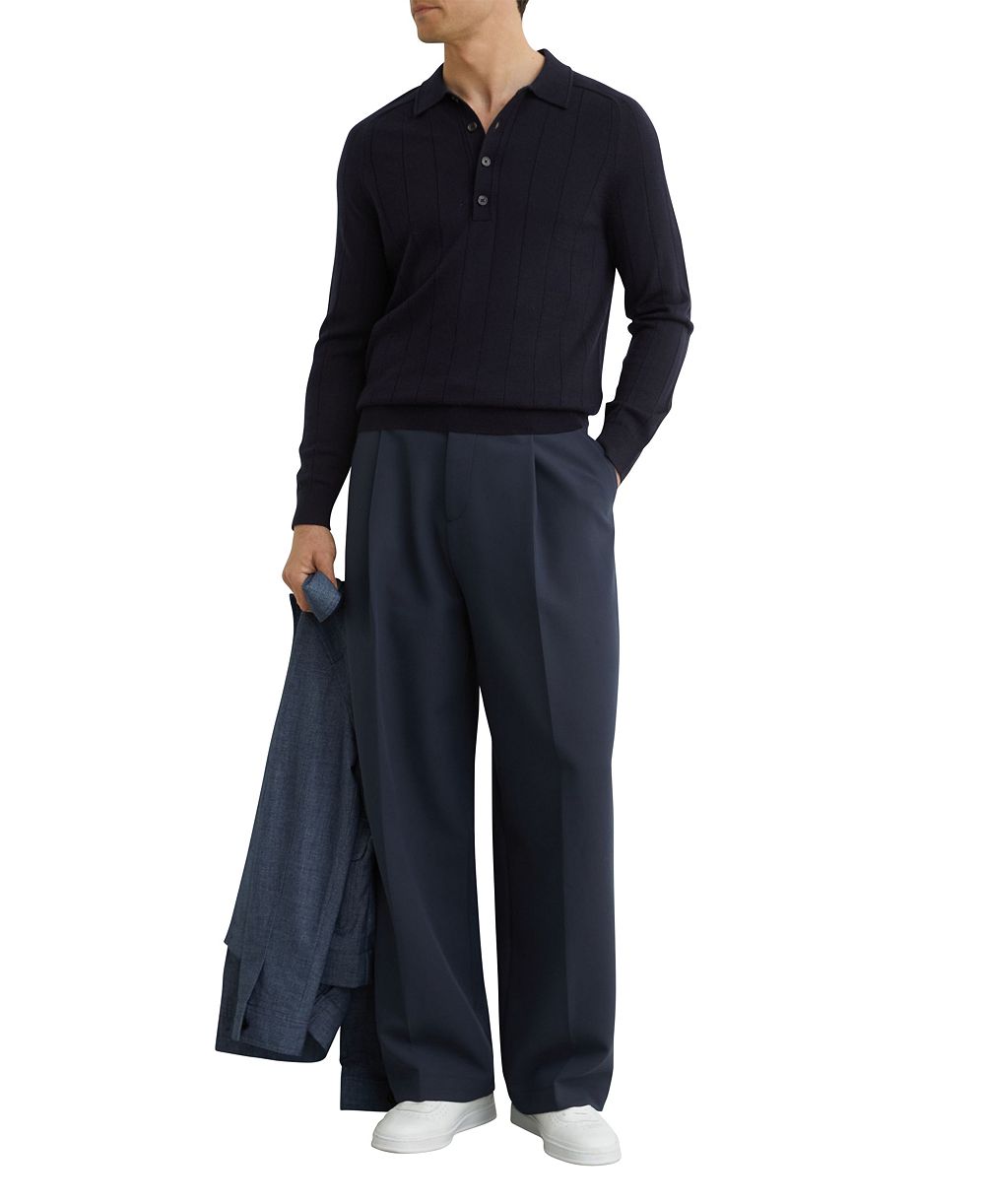 Мужская поло футболка REISS Greyson Merino Wool Wide-Rib