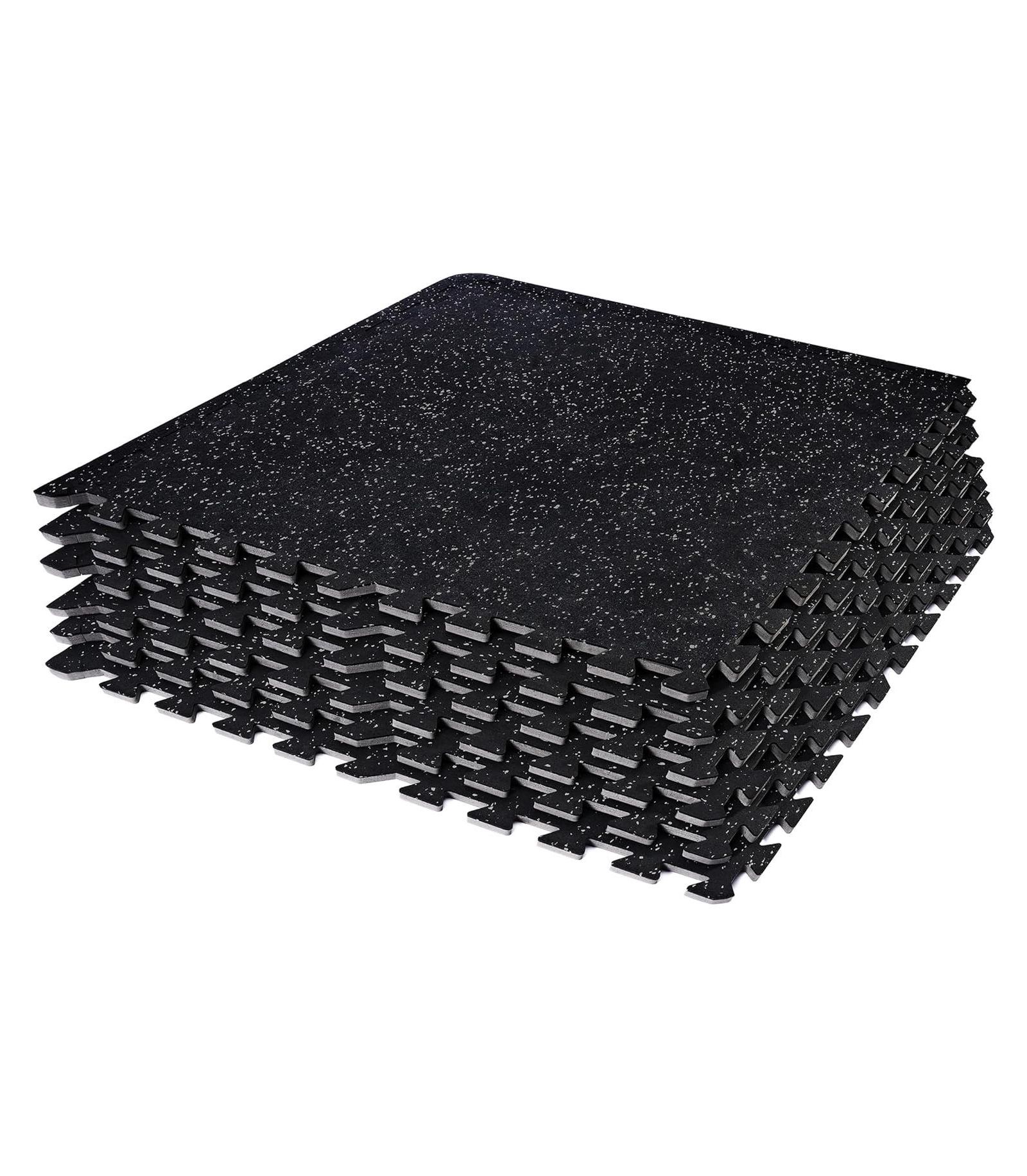 SORBUS 6 Interlocking Gym Floor Mat - 1/2" Thick Rubber Top High-Density EVA Foam (24 Sq Ft) - for Yoga, Heavy Exercise Equipment