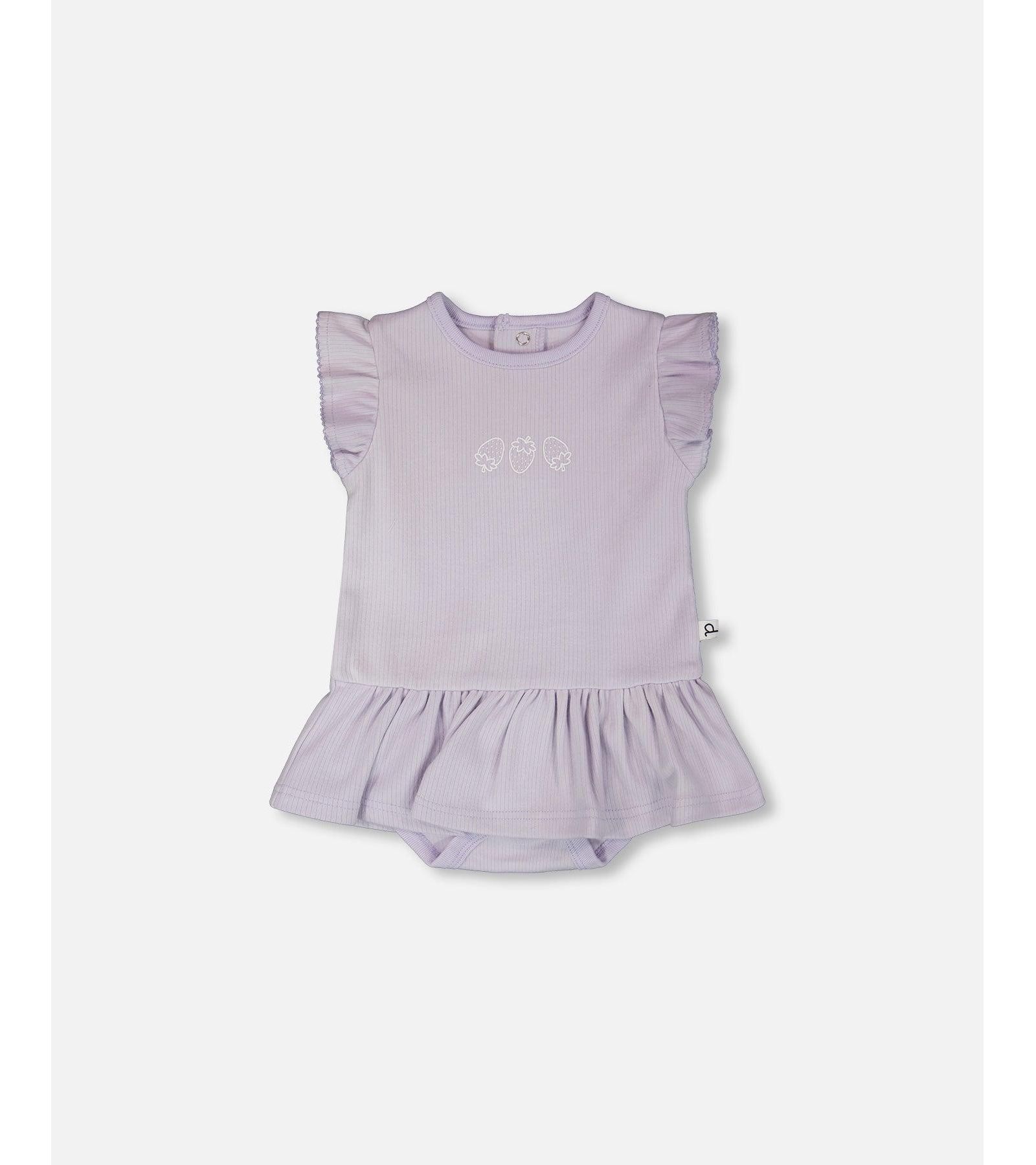 Deux par Deux Baby Girl Cotton Rib Jersey Romper with Frill Lilac - Baby