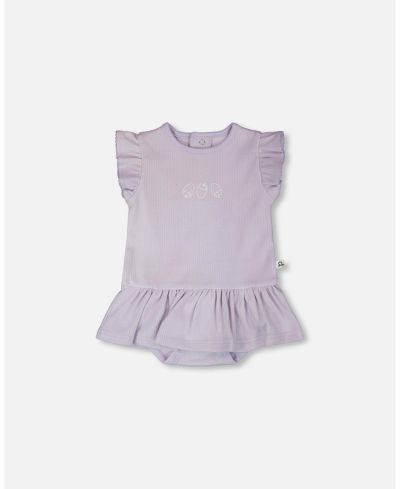 Deux par Deux Baby Girl Cotton Rib Jersey Romper with Frill Lilac - Baby