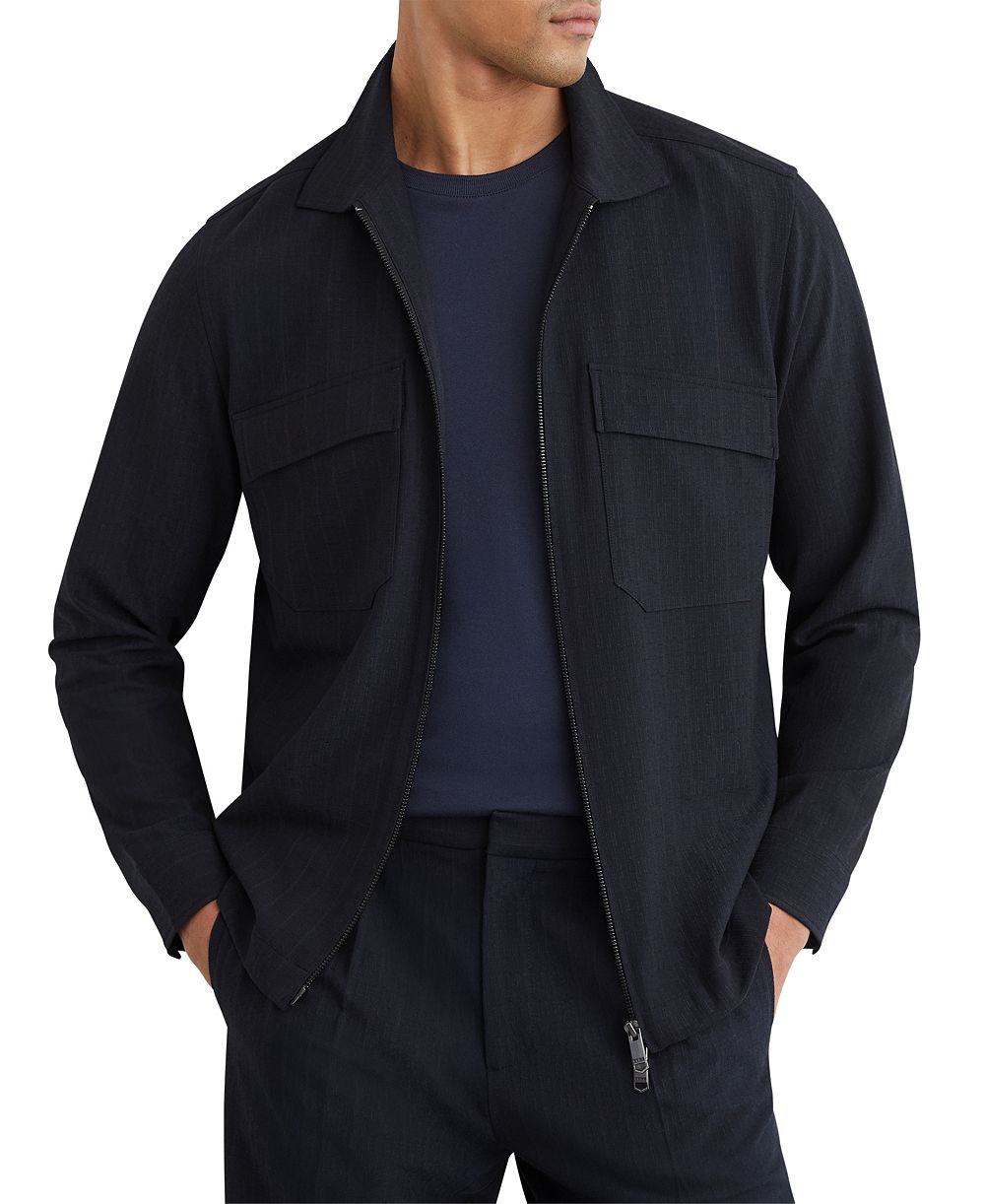 REISS Мужская рубашка Sidney Stripe Zip-Through с полоской