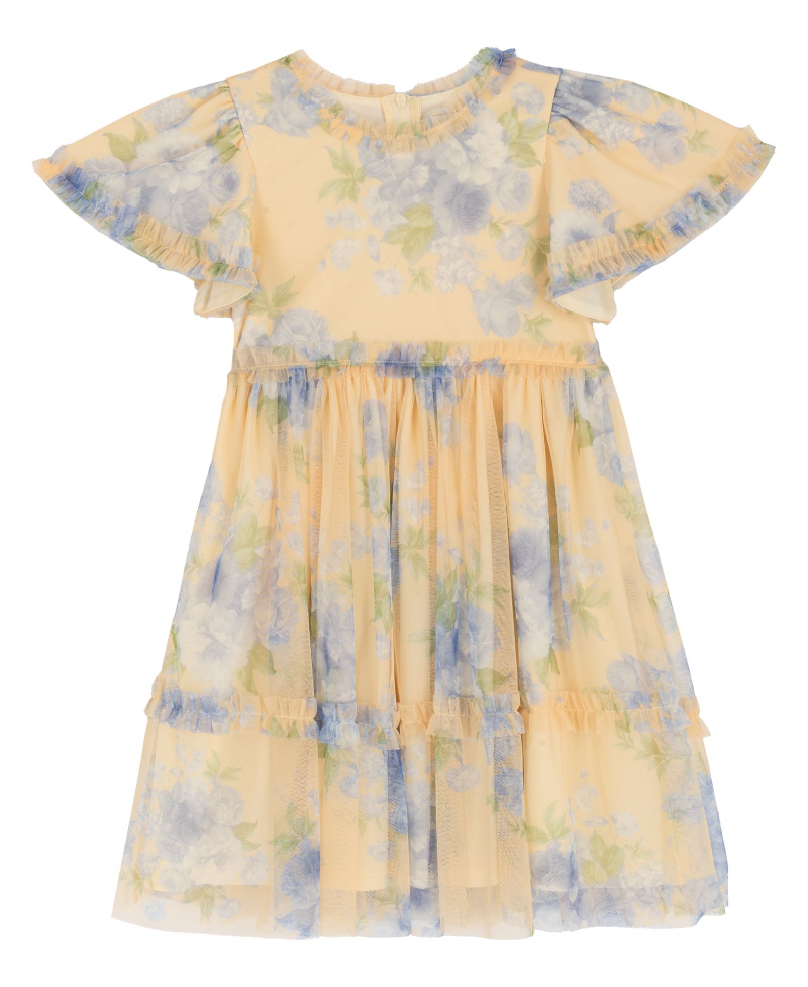 Детское платье Rare Editions 4T-6X Floral Mesh Flutter-Sleeve