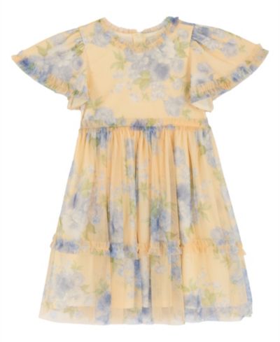 Детское платье Rare Editions 4T-6X Floral Mesh Flutter-Sleeve