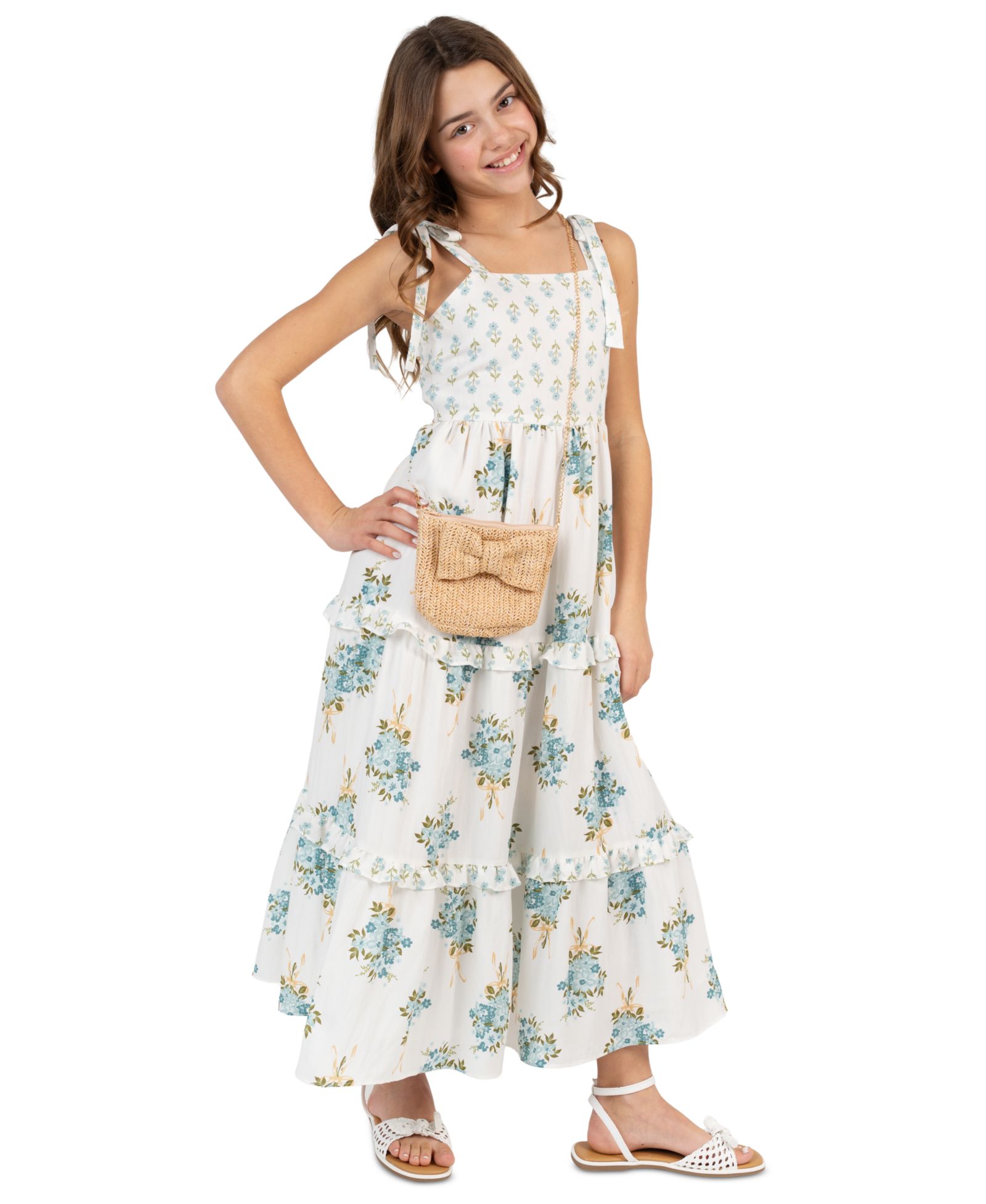 Детское платье и сумка Rare Editions Mix-Print Ruffle Tier Maxi