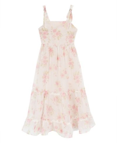 Женское платье Rare Editions 7-16 Printed Floral Organza 3-Tier Tie Straps Maxi