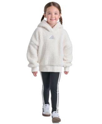 adidas Girls' 2T-6X Long-Sleeve Sherpa Hoodie and Leggings, 2-Piece Set