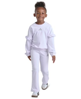 adidas Girls' 2T-6X Velour Crewneck Pullover and Flare-Leg Pants, 2-Piece Set