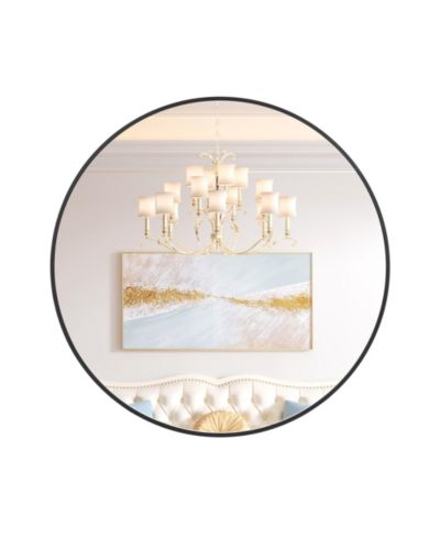 Homfan Round Mirror, Circle Mirror, Round Mirrors for Bathrooms, Entryways, Living Rooms, Bedrooms & Vanity Decor, Free Reflection in Modern Design