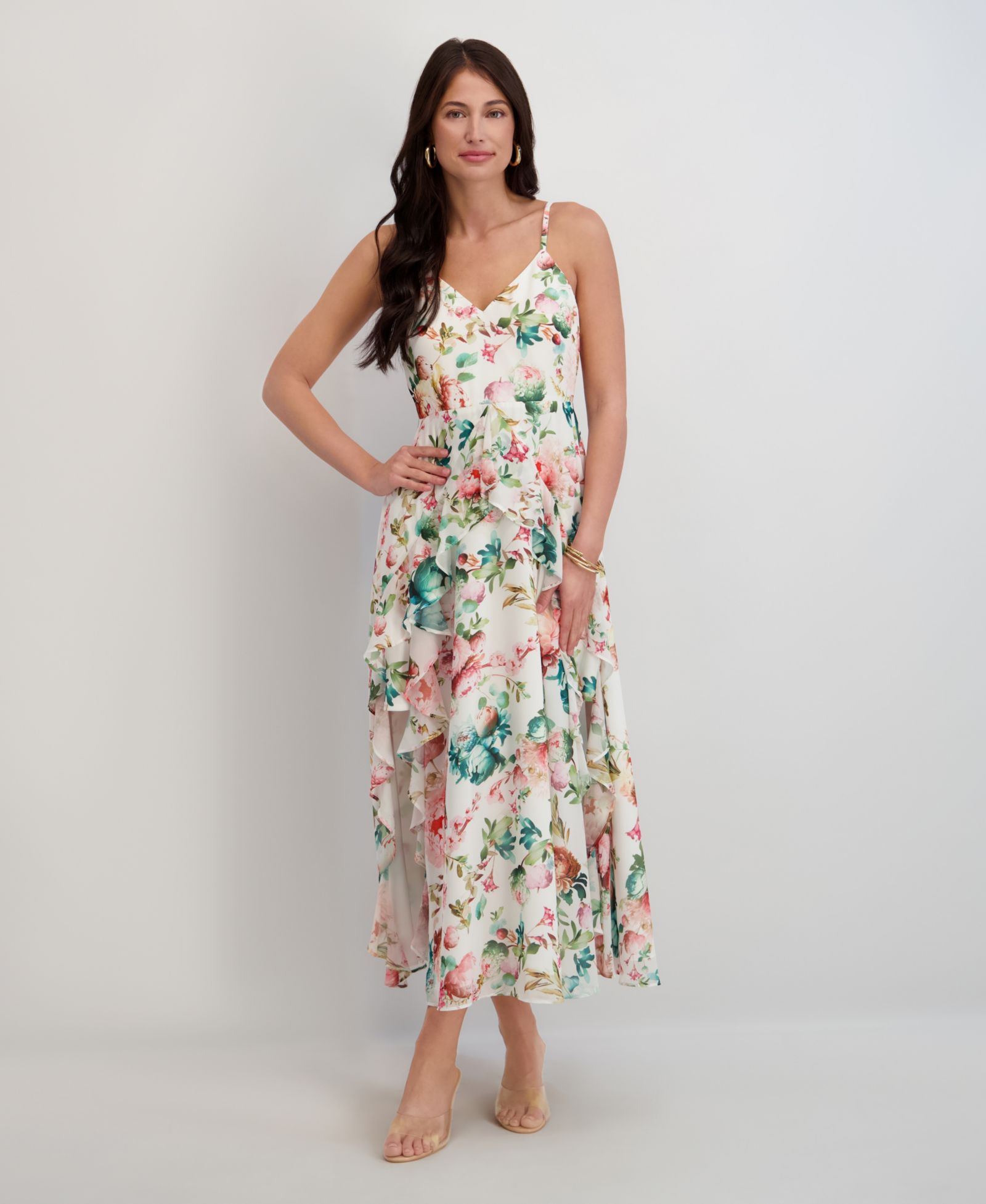 Siena Women's Printed Chiffon V-Neck Dress