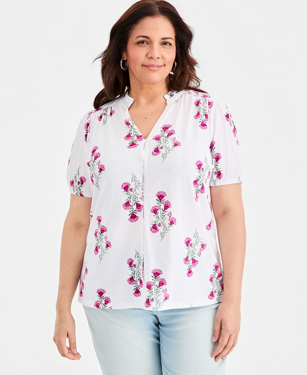 Женский топ Style & Co Plus Size с принтом и пышными рукавами