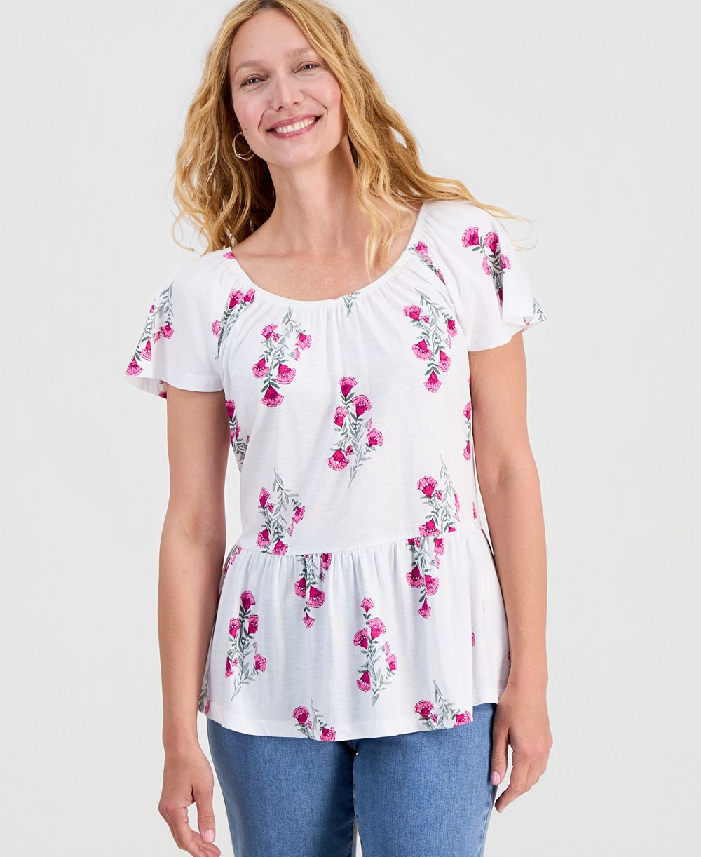 Style & Co Женский топ с пеплумом и вырезом, Macy's Exclusive