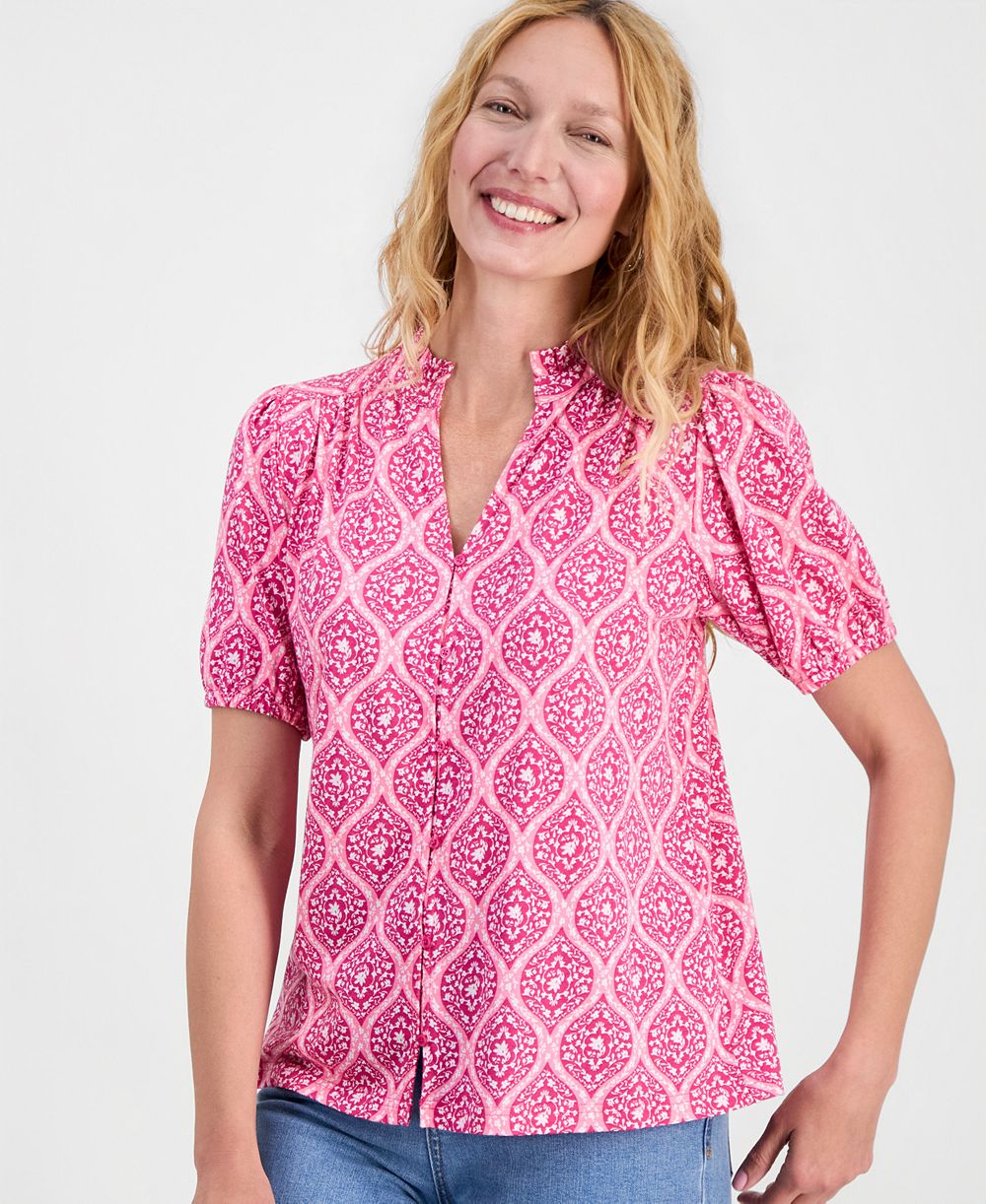 Женский трикотажный топ Style & Co Printed Split-Neck