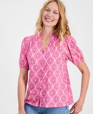 Style & Co Women's Printed Split-Neck Knit Top, Macy's Exclusive