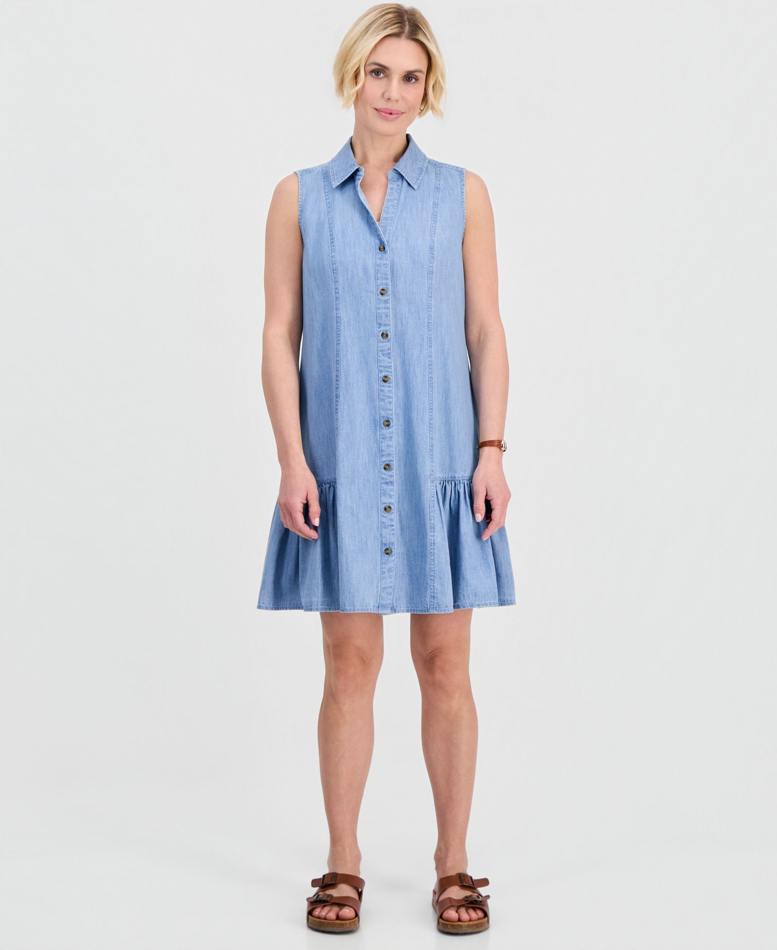 Женское хлопковое платье-рубашка Style & Co Petite Chambray