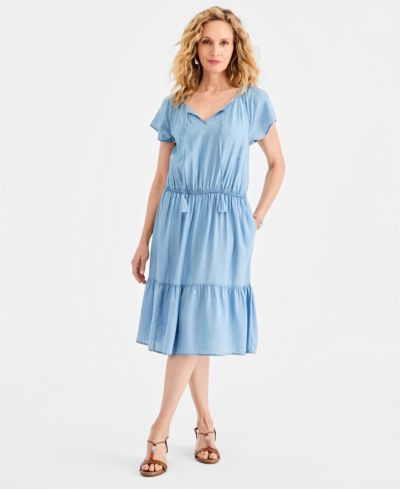 Style & Co Женское многослойное платье из шамбре