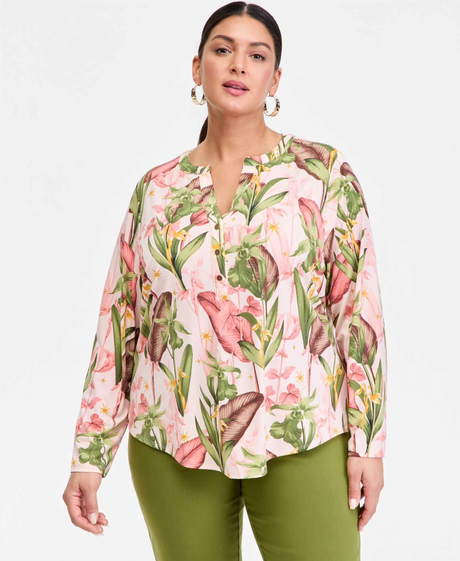 Женский топ I.N.C. International Concepts Plus Size с принтом и длинным рукавом