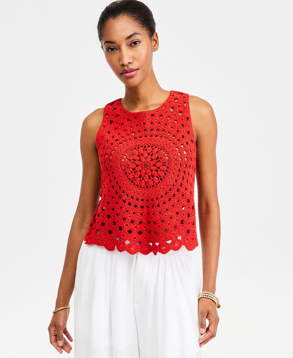 On 34th Women's Crochet Button-Back Tank, Macy's Exclusive