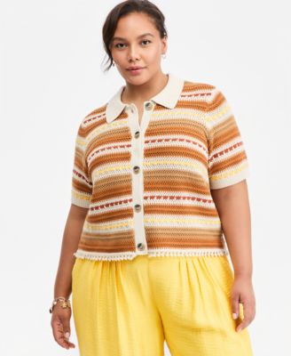 Кардиган On 34th Trendy Plus Size Textured Stripe Collared