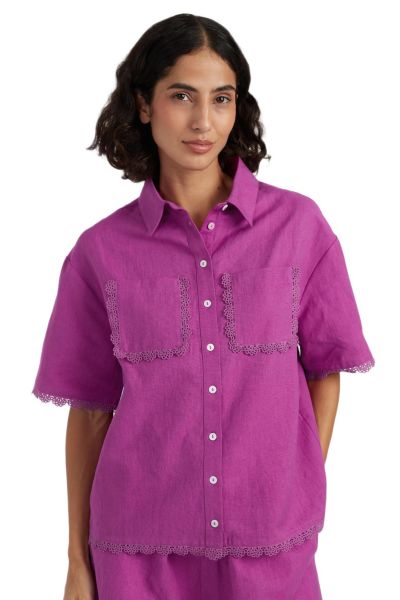 Chinti & Parker Женская рубашка Sienna Linen-Blend с фестончатым краем