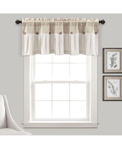 Lush Decor Linen Button Farmhouse Valance, Linen - Kitchen Curtains Valances,  Block Design With Husk Button