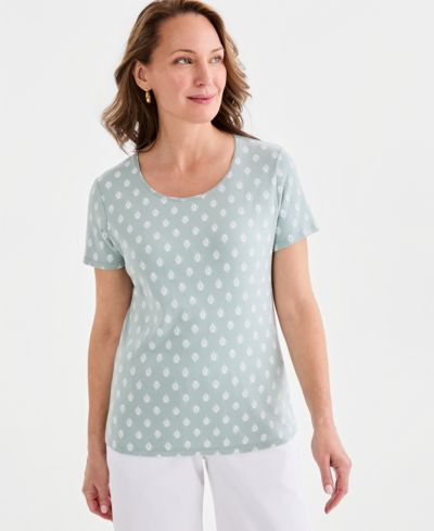 Style & Co Petite Summer Foulard Scoop Neck Top, Macy's Exclusive