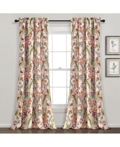 Lush Decor Шторы Dolores Light Filtering, Toile Curtains, Floral Bird Print
