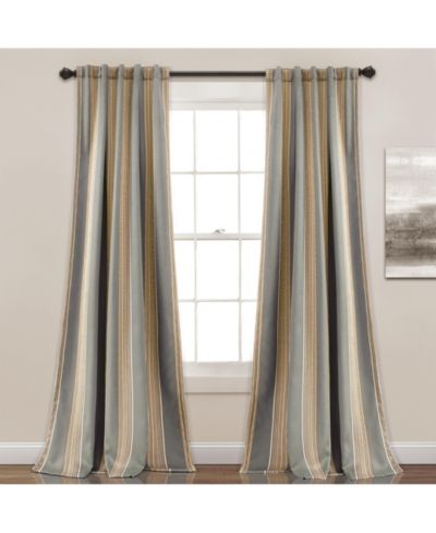 Lush Decor Julia Stripe Light Filtering Window Curtain Panels Pair 52"W x 95"L Gray - Striped Curtains for Bedroom