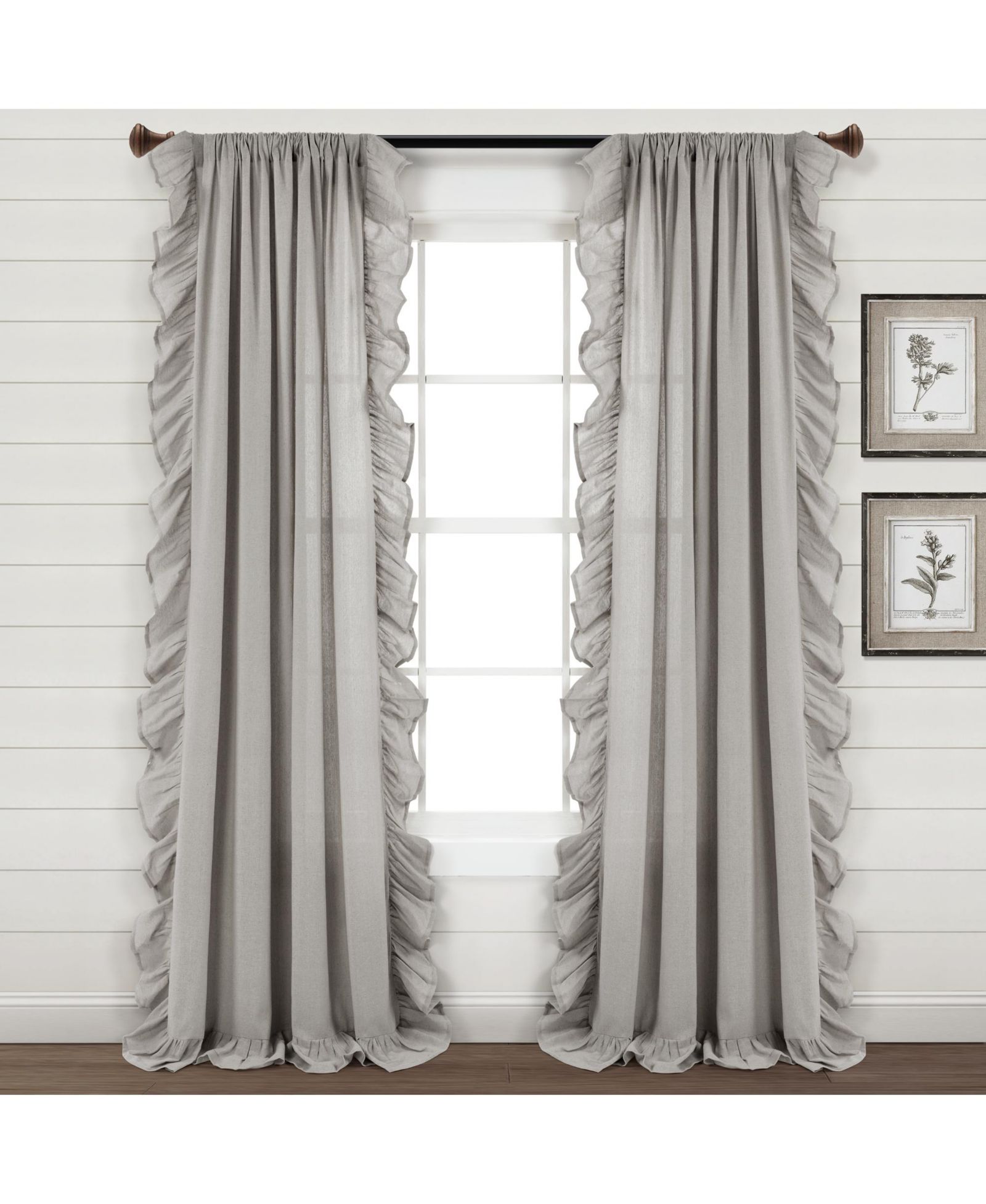 Lush Decor Linen Ruffle Light Filtering Window Curtain Panel Single 54"W x 95"L