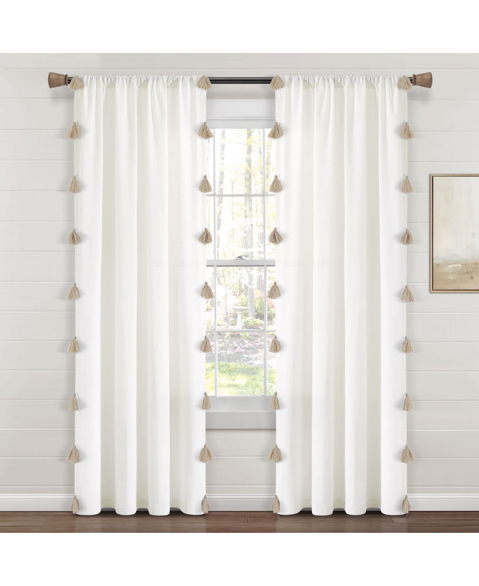 Штора Lush Decor Boho Faux Linen Texture Tassel Single 52"W x 84"L