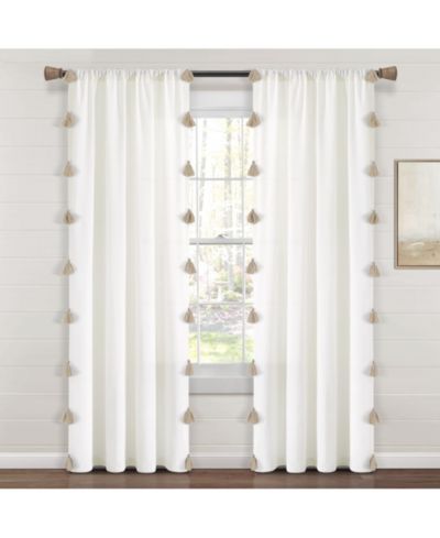 Штора Lush Decor Boho Faux Linen Texture Tassel Single 52"W x 84"L