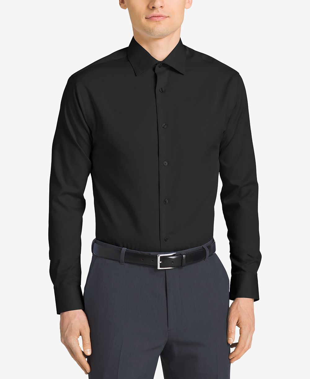 Calvin Klein Men's Non-Iron Performance Herringbone Regular Fit Dress Shirt