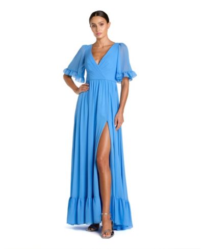 Mac Duggal Женское шифоновое платье с фальш-облипкой и рукавами-крыльями