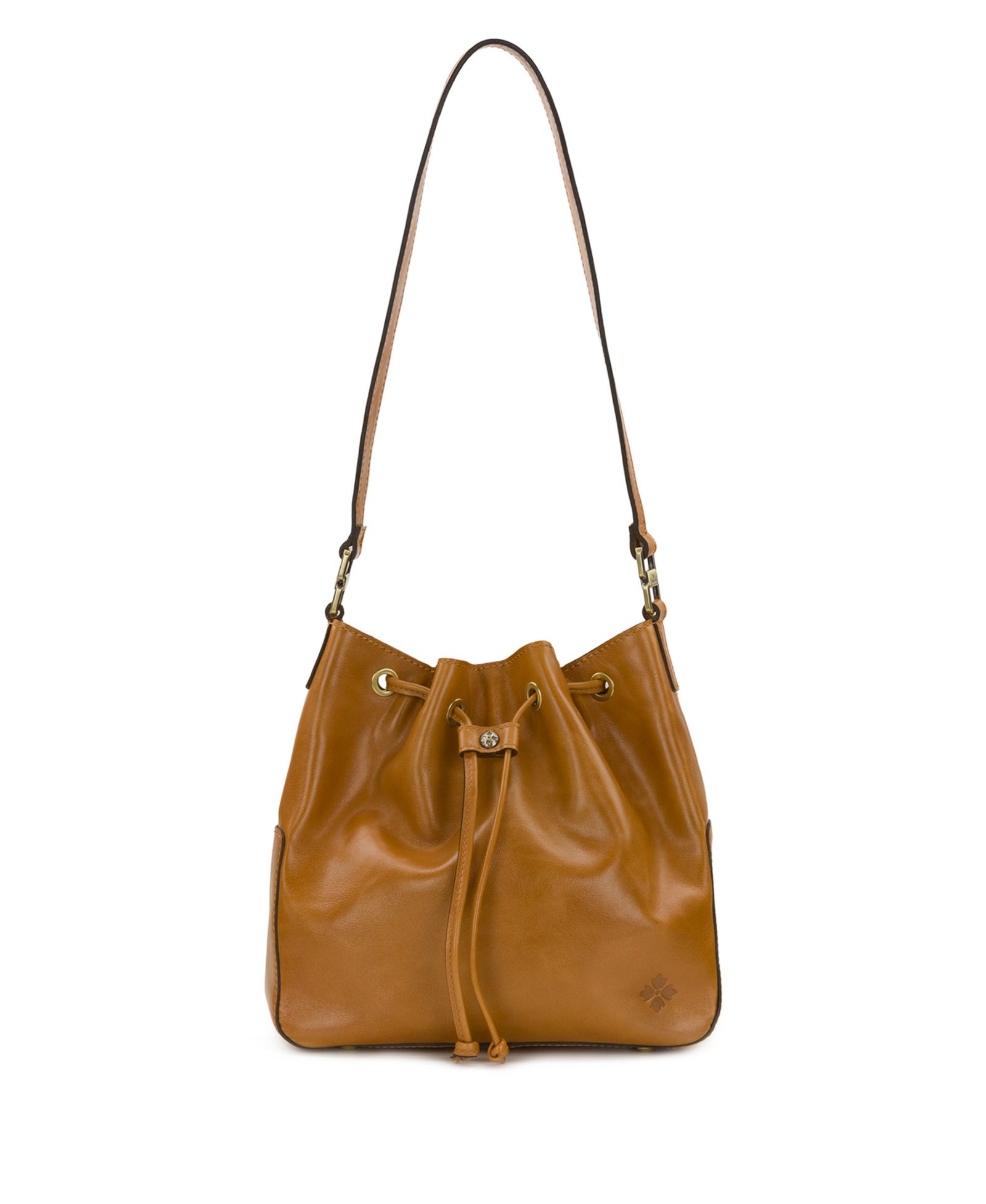 Patricia Nash Belamy Small Glazed Leather Drawstring Bucket Bag
