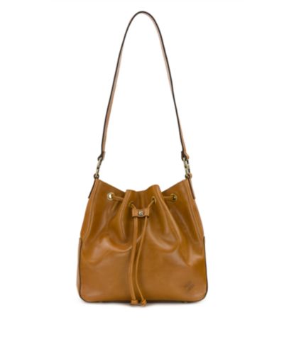Patricia Nash Belamy Small Glazed Leather Drawstring Bucket Bag