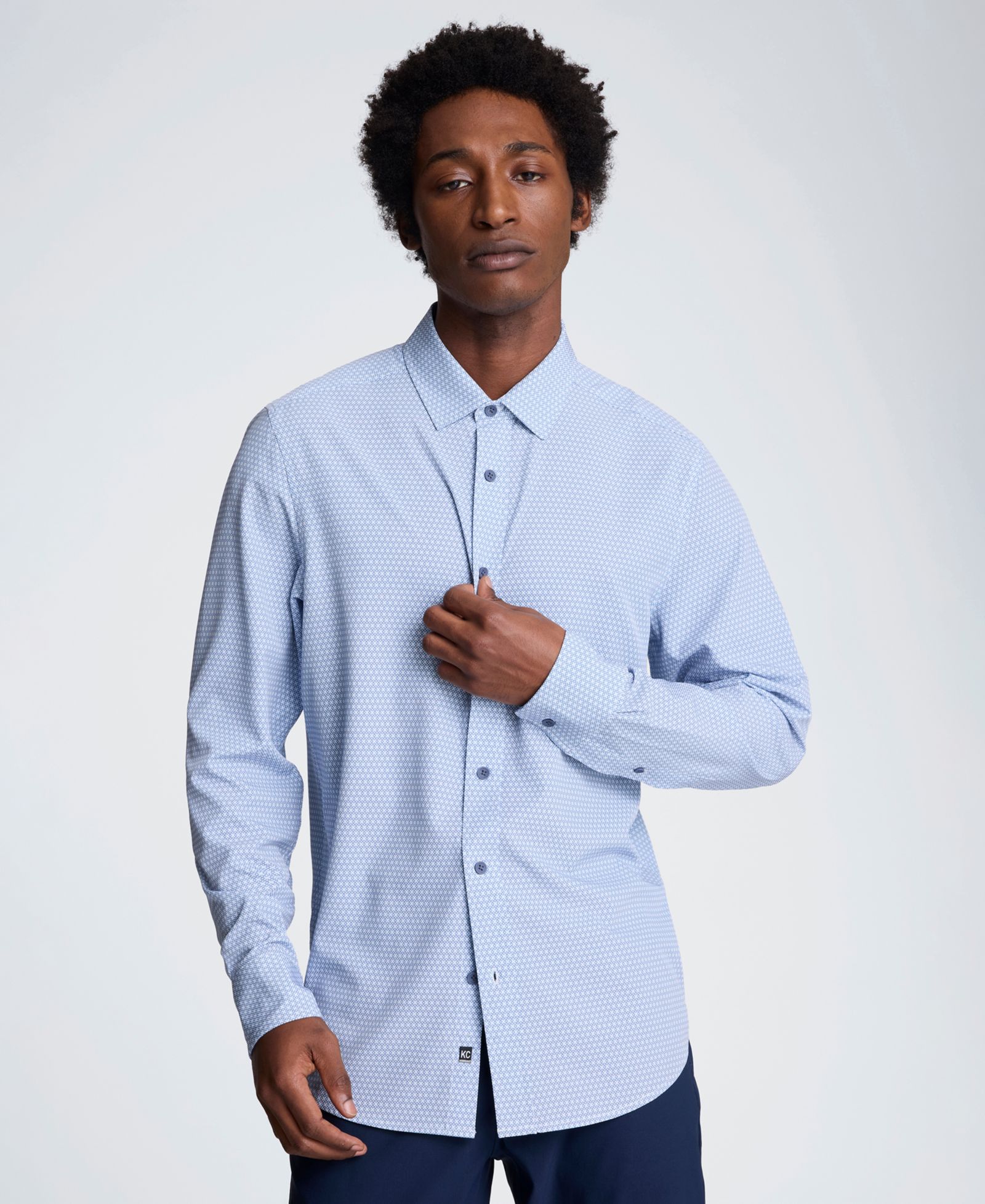 Kenneth Cole Мужская рубашка Slim Fit с воротником Point Collar