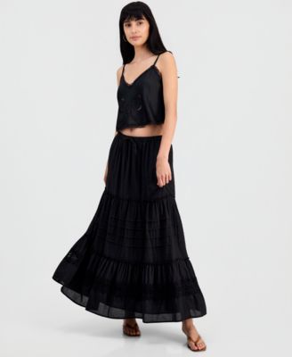 Макси-юбка And Now This Juniors' Cotton Tiered Tie-Waist