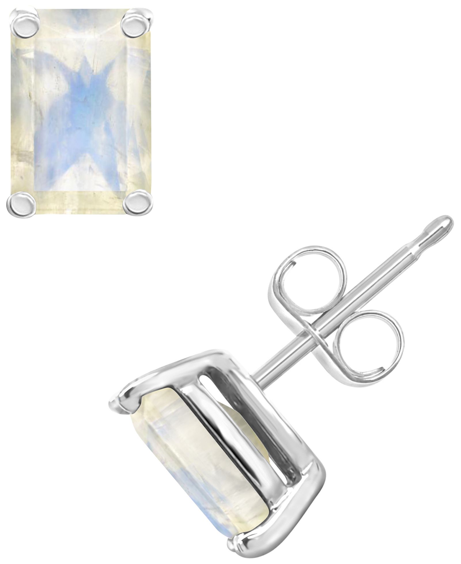 Серьги-гвоздики Macy's Moonstone 1-1/3 ct. t.w. 14k White Gold