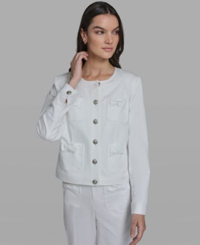 KARL LAGERFELD PARIS Women's Bow Pocket Jacket