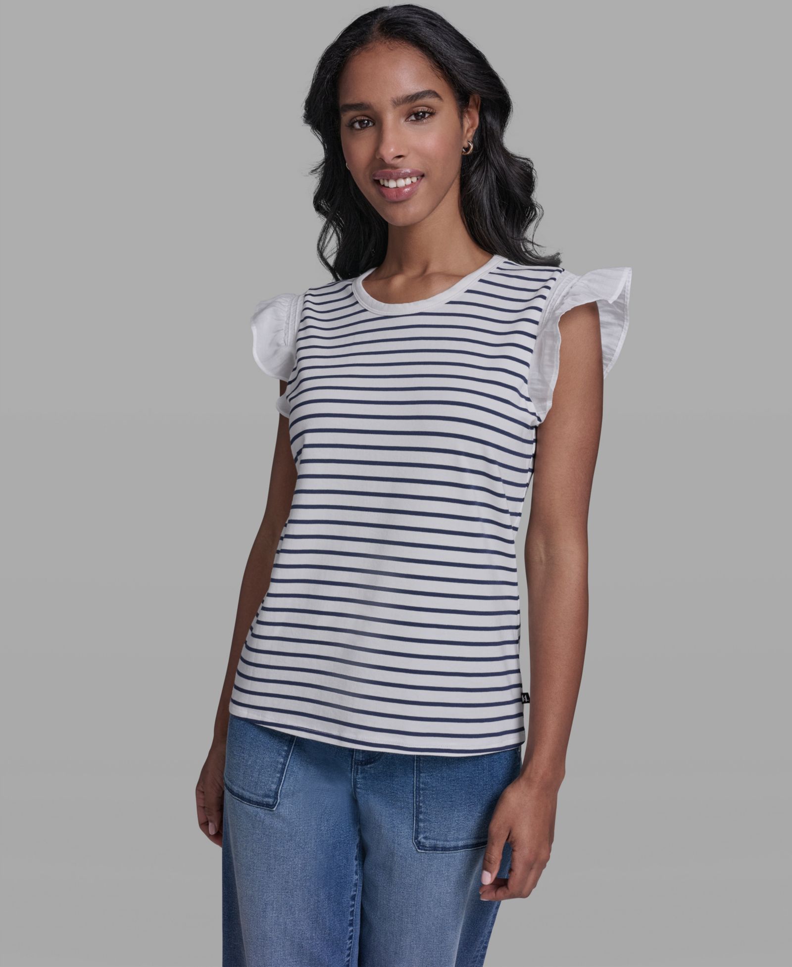 KARL LAGERFELD PARIS Women's Sleeveless Crewneck Knitted Top