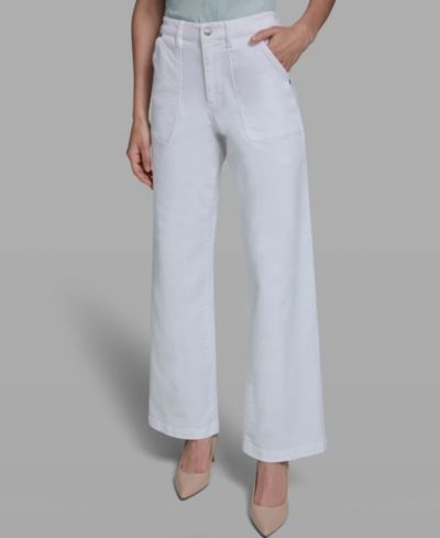 Женские джинсы KARL LAGERFELD PARIS Wide-Leg Mid-Rise Front Pocket Jeans