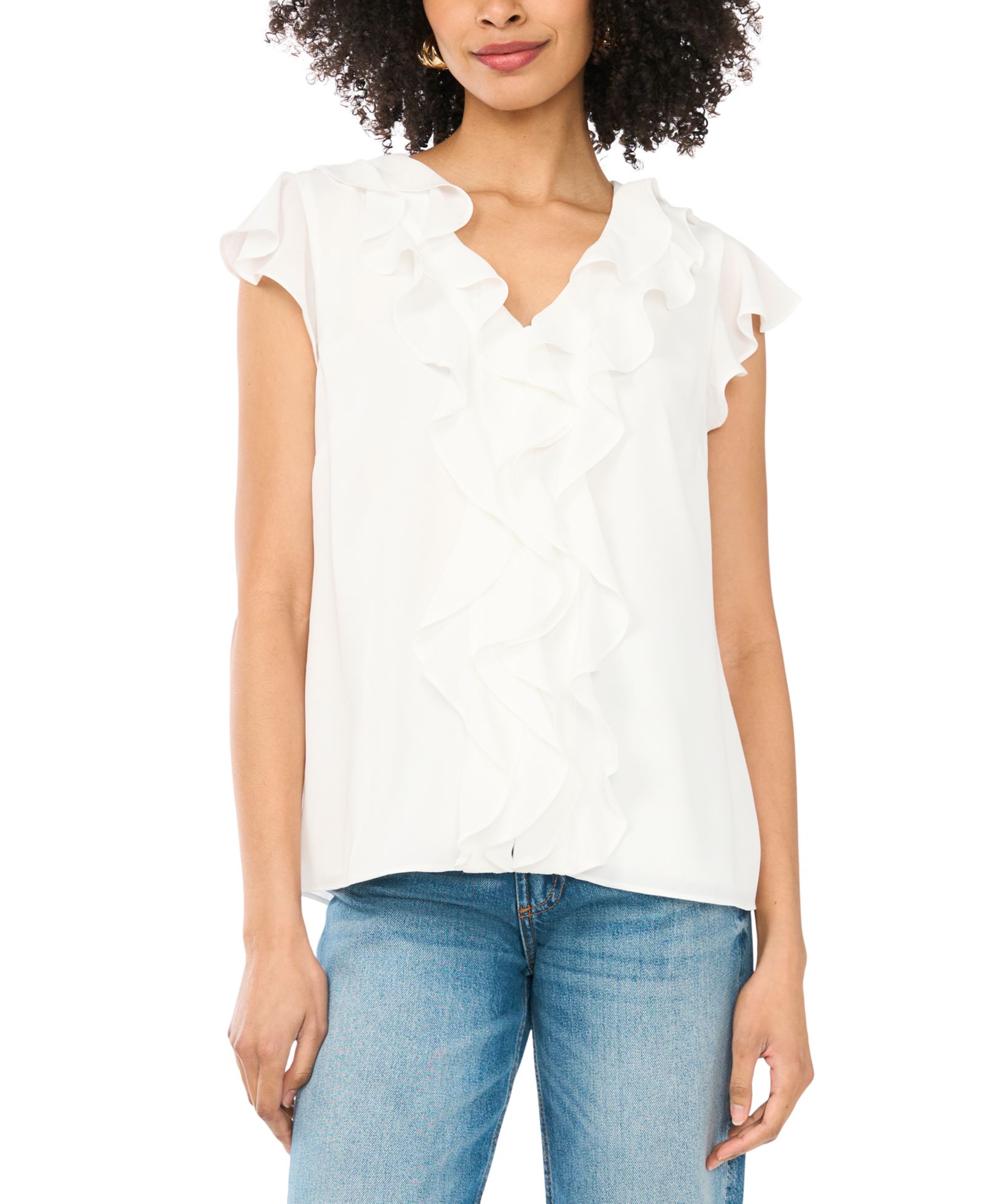 Верх Sam & Jess Women's Short Flutter-Sleeve V-Neck