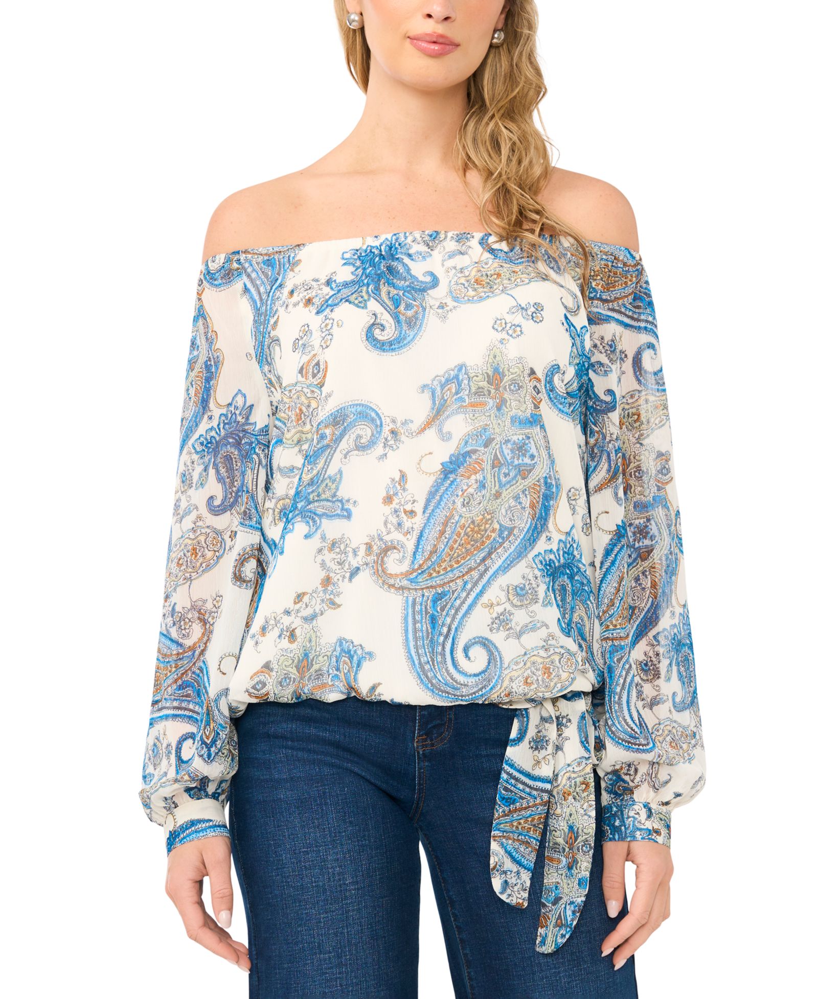 Sam & Jess Women's Off-The-Shoulder Printed Blouse
