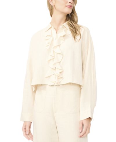 Sam & Jess Women's Ruffle Front Flutter-Sleeve Top